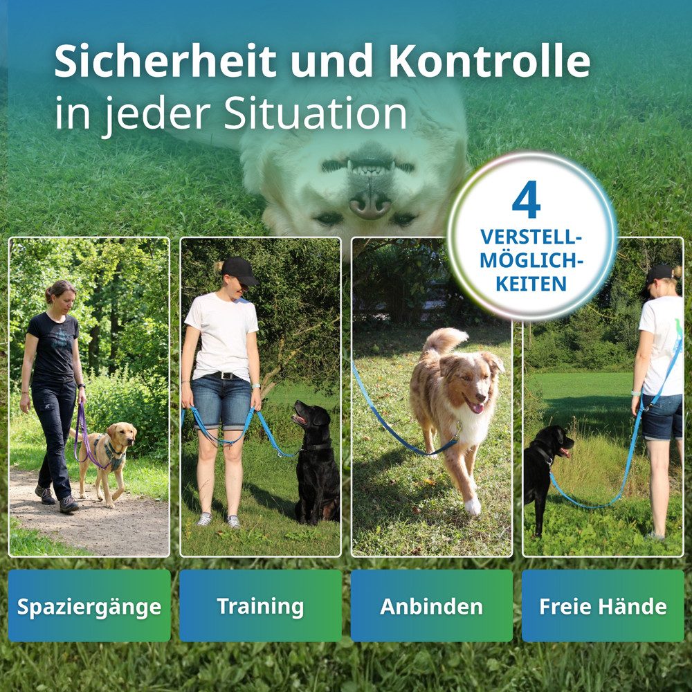 Activity4Dogs Hundeleine für große Hunde, Anti-Slip, 3 m lang, 4-fach verstellbar, TESTSIEGER, rutschfest, Nylon, sehr gut bei Regenwetter, Made in Germany – Bild 5 von 5