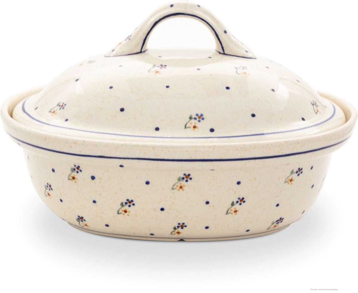 Bunzlauer Keramik Bräter Bunzlauer Keramik 1,2L Bräter mit Deckel 21,5x26,0x15,0 cm, Dekor 111, Keramik