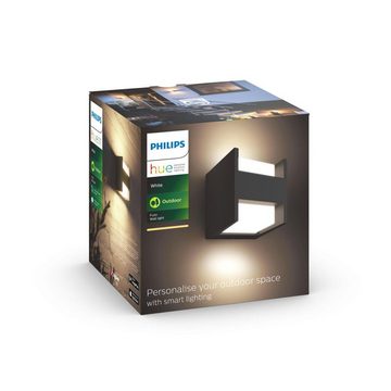 Philips Hue LED Außen-Wandleuchte Bluetooth White LED Wandleuchte Fuzo in Schwarz, Smart Home Dimmfunktion, Leuchtmittel enthalten: Ja, fest verbaut, LED, warmweiss, Aussenlampe, Aussenwandleuchte, Outdoor-Leuchte