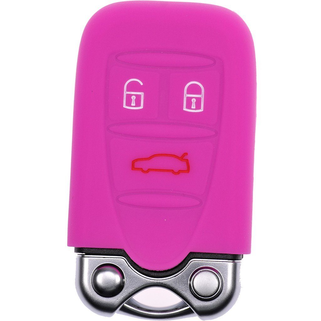 mt-key Schlüsseltasche Autoschlüssel Softcase Silikon Schutzhülle Pink, für ALFA Romeo 159 Brera 156 Spider 2005 - 2011 3 Tasten KEYLESS