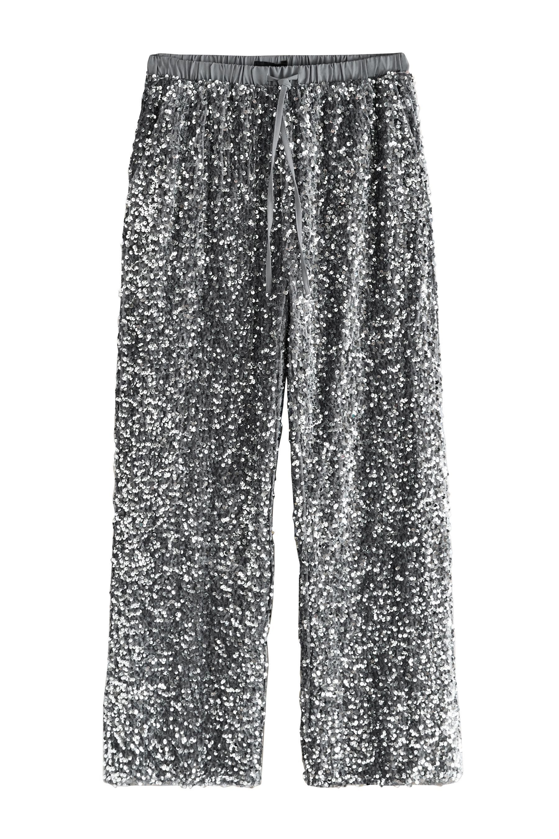 Next Samthose Samthose mit weitem Bein und Pailletten (1-tlg)
