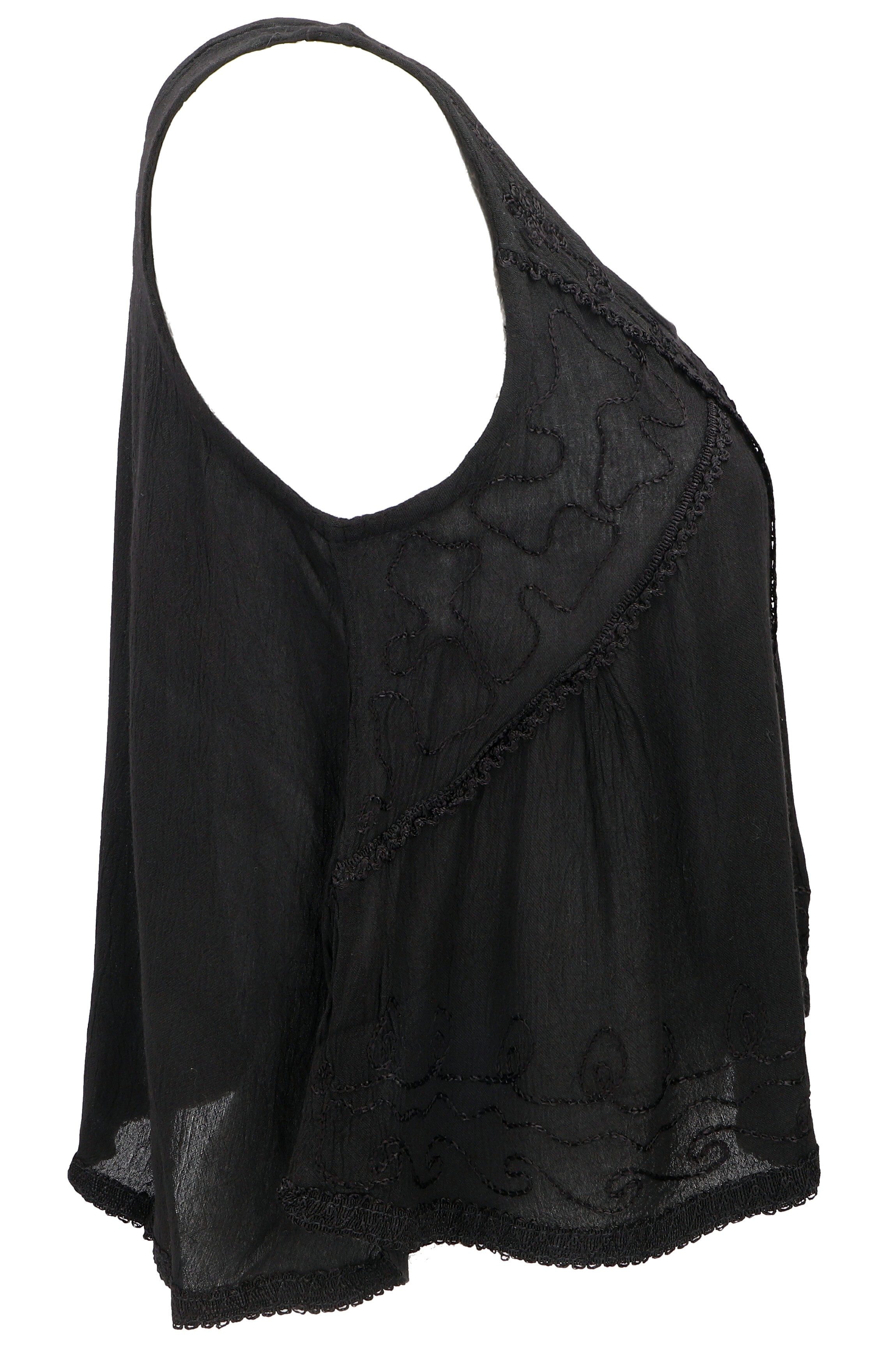 Guru-Shop T-Shirt Besticktes Top Boho chic, kurzes lockeres.. Festival, Ethno Style, alternative Bekleidung – Bild 4 von 5