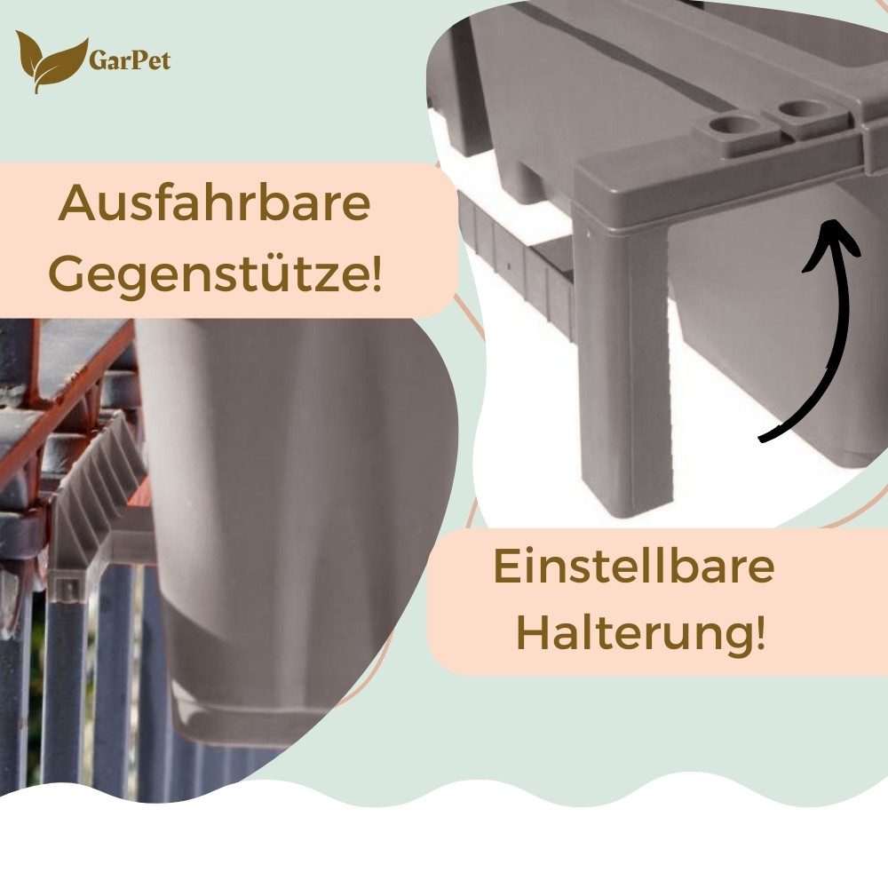 GarPet Balkonkasten 4er Set Blumenkasten Balkon Geländer Kasten Halterung Wasserspeicher – Bild 4 von 5