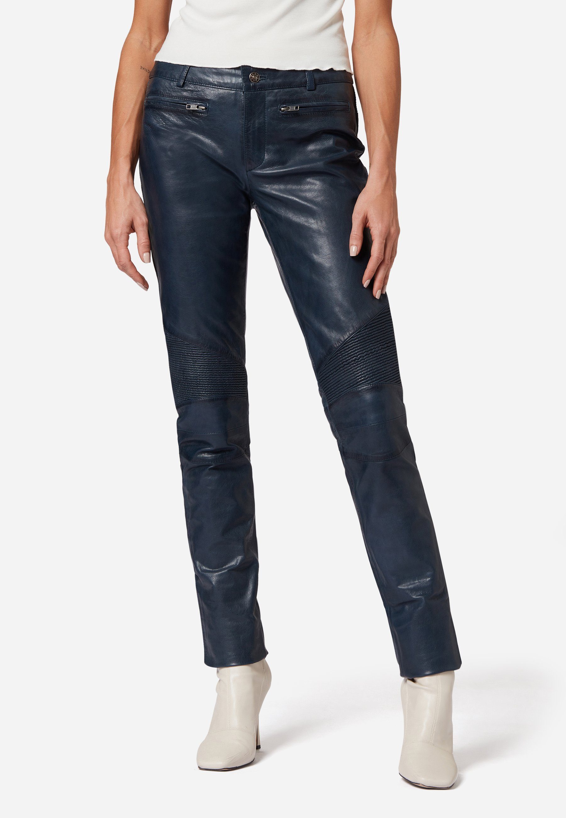 RICANO Lederhose Donna Lederhose mit Biker-Elementen günstig online kaufen