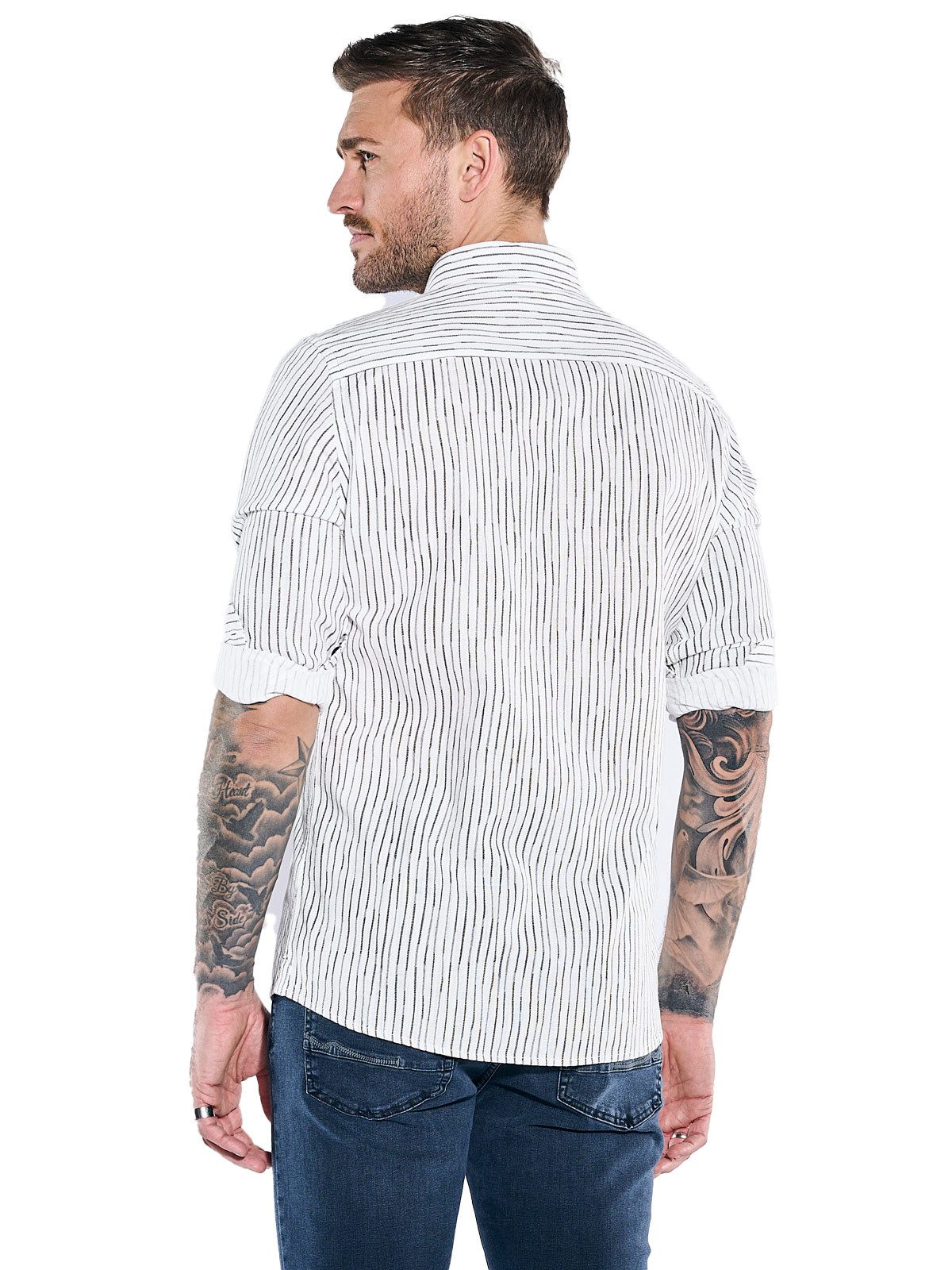 emilio adani Langarmhemd Herren Langarm-Hemd gestreift, Braunbeige