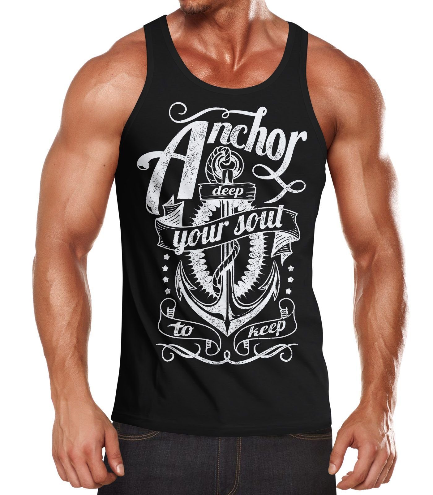 Tanktop Anker Herren Tank-Top Shirt Aufdruck Neverless®