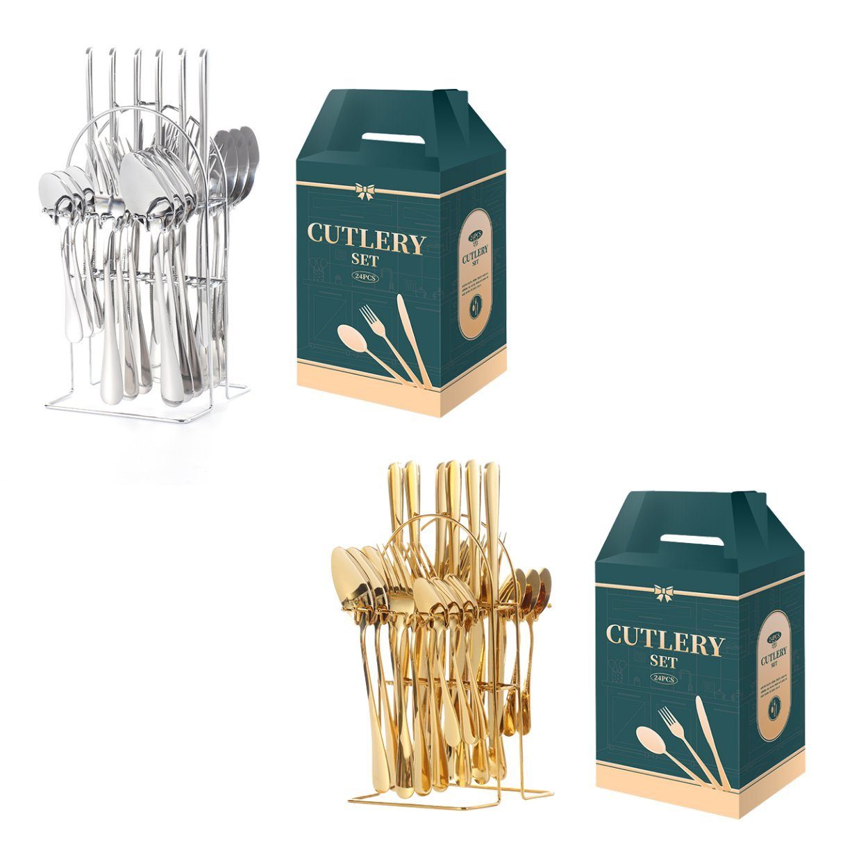 Faizee Möbel Besteck-Set Besteck-Set Besteck Set 6 Personen, 24 Stück Edelstahl Color Box (24-tlg), Edelstahl