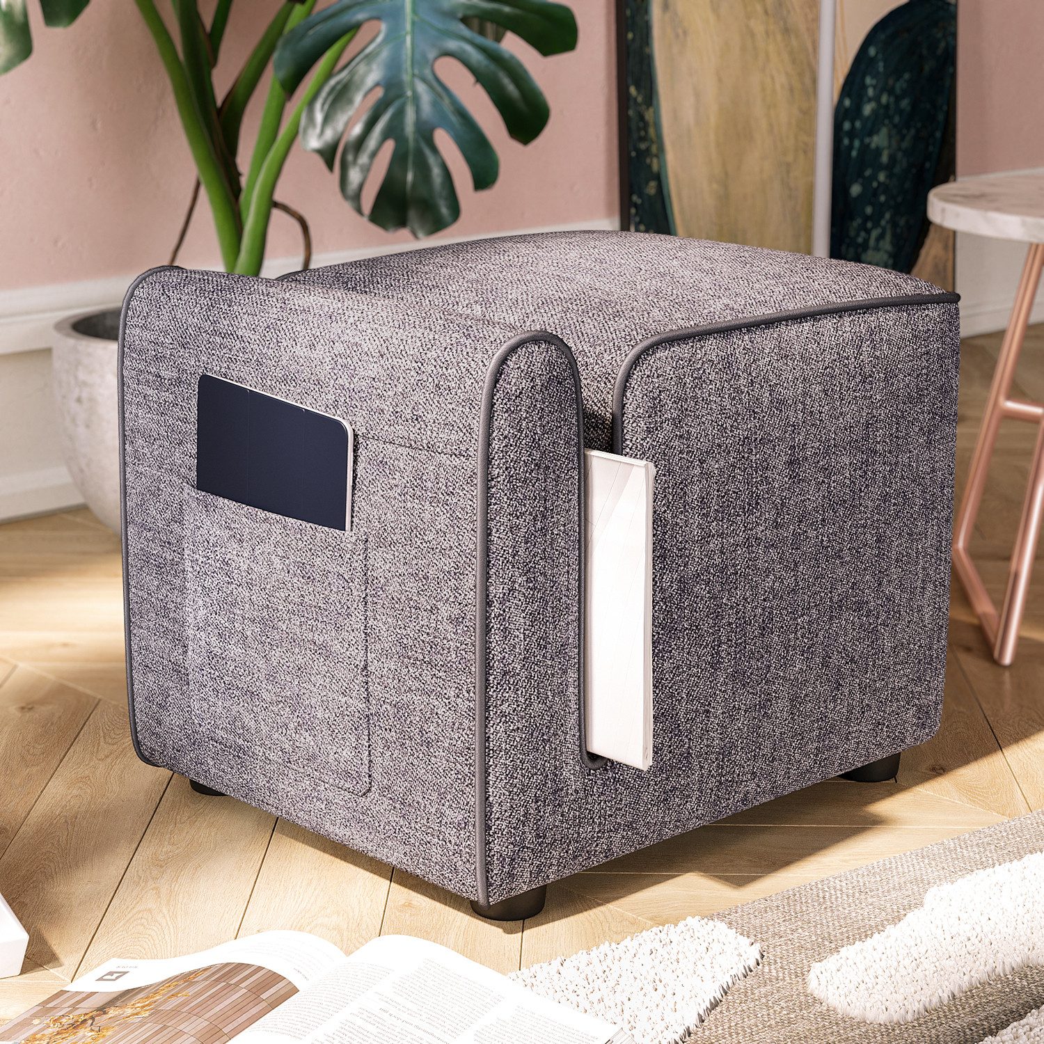DEMA Home Fußhocker Paris Fußbank Grau