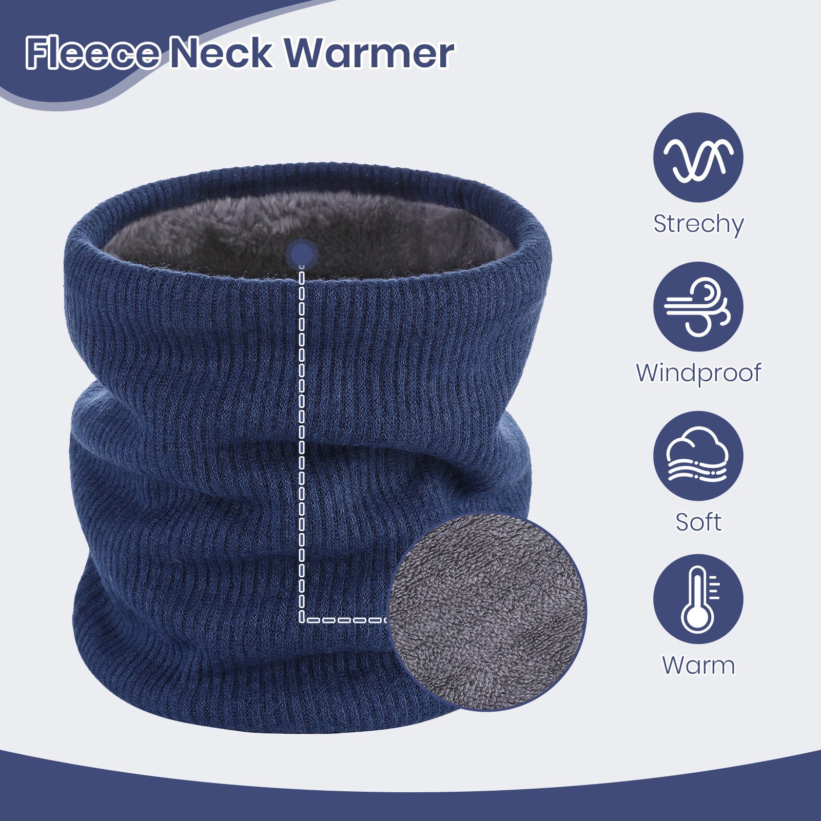 Miss Lulu Loop Fleece-Halstuch – doppellagiger Winter-Halswärmer, Damen & Herren, (1-St) – Bild 5 von 5