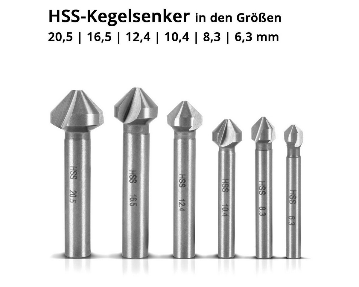 Thumbnail - STAHLWERK Senkbohrer HSS Kegelsenker 6er Set 90° 6,3-20,5 mm DIN 335