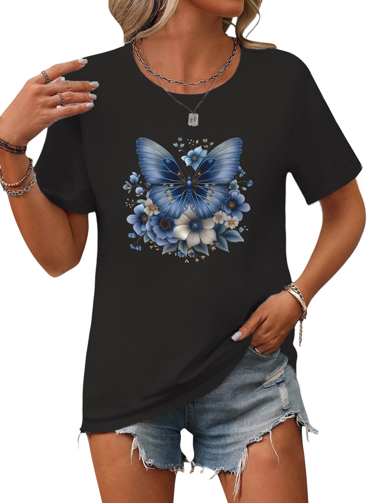 PYL T-Shirt Damen Bequemes Sommer Kurzarmbluse günstig online kaufen