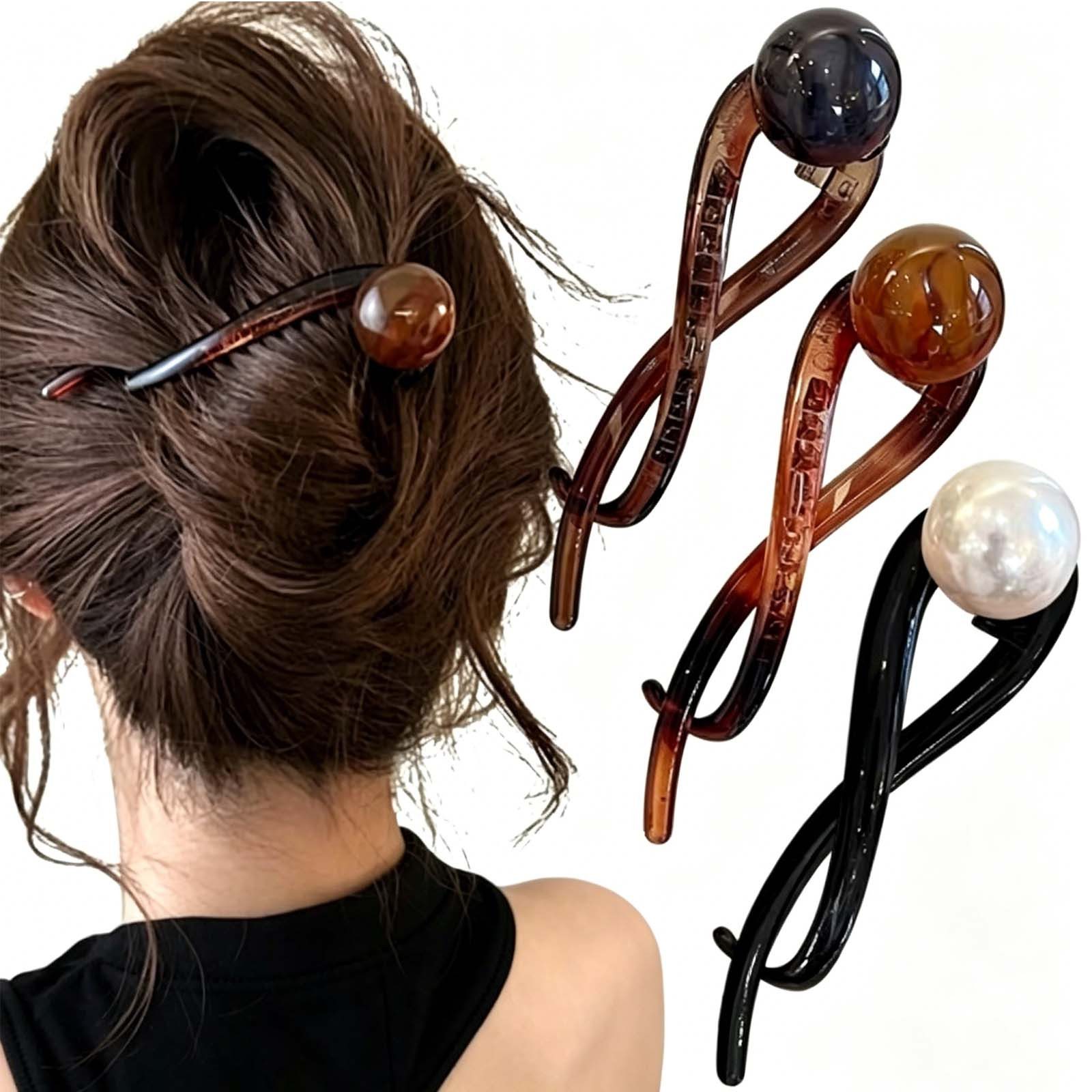 MOPUEA Haarnadel Haarnadel mit französischer Drehung, Perlen Haarnadel, rutschfest 6pcs, Französische Haarspangen mit Perlen für elegante Frisuren Damen, French Twist Haarclips mit Perlen für sicheren Halt und Styling, Starker Halt, vielseitig, einfach zu