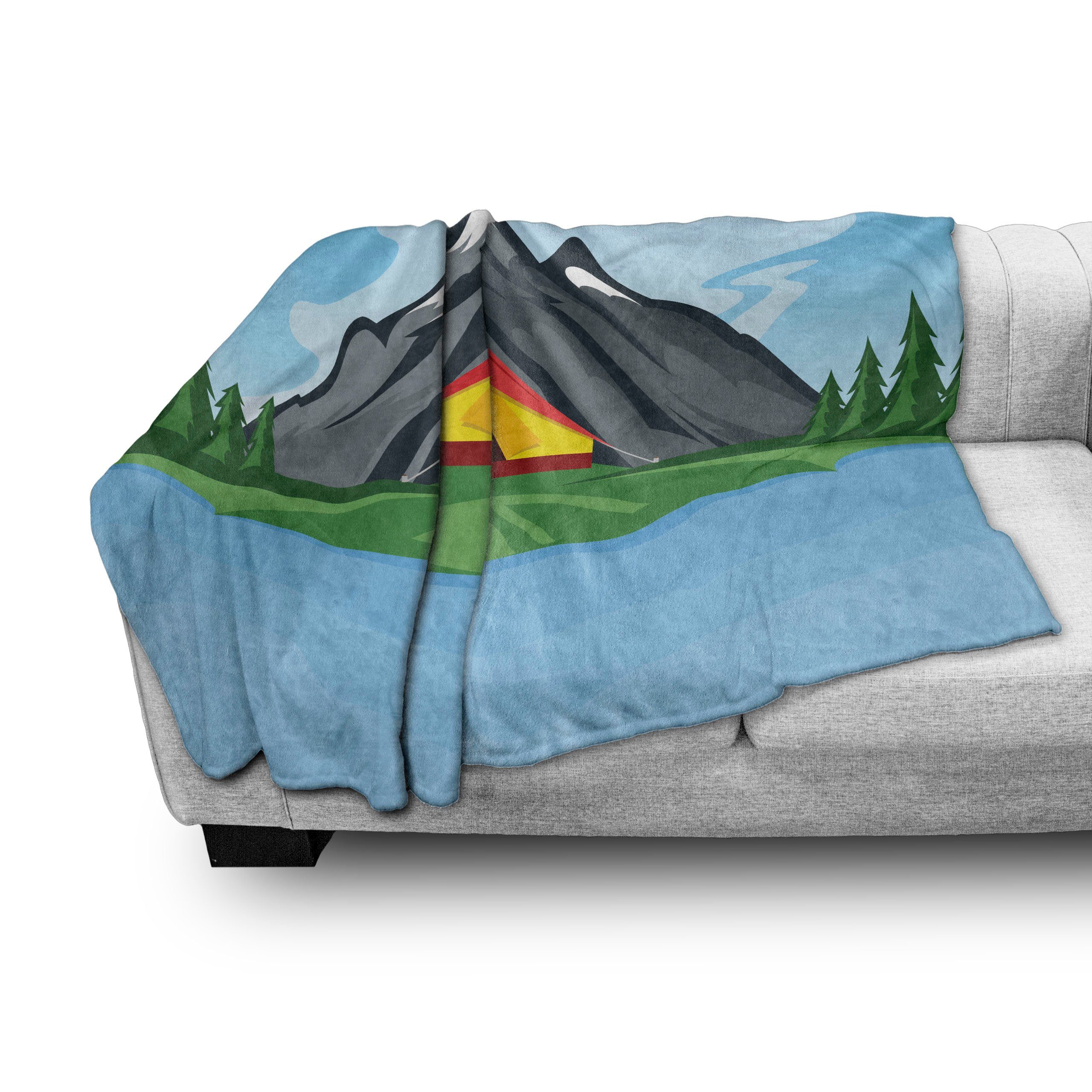 Camping-Karikatur Plüsch Wohndecke Berg Abakuhaus, Innen- für den Gemütlicher Außenbereich, und Colorado