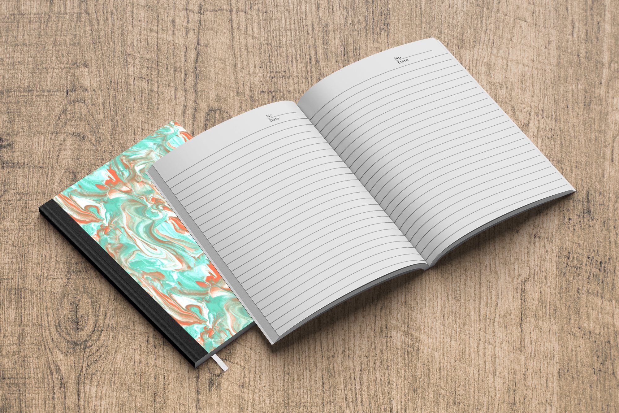 Merkzettel, - Farbe, Marmor MuchoWow - Tagebuch, Muster Journal, - Neon A5, Haushaltsbuch Notizbuch Seiten, 98 Notizheft,