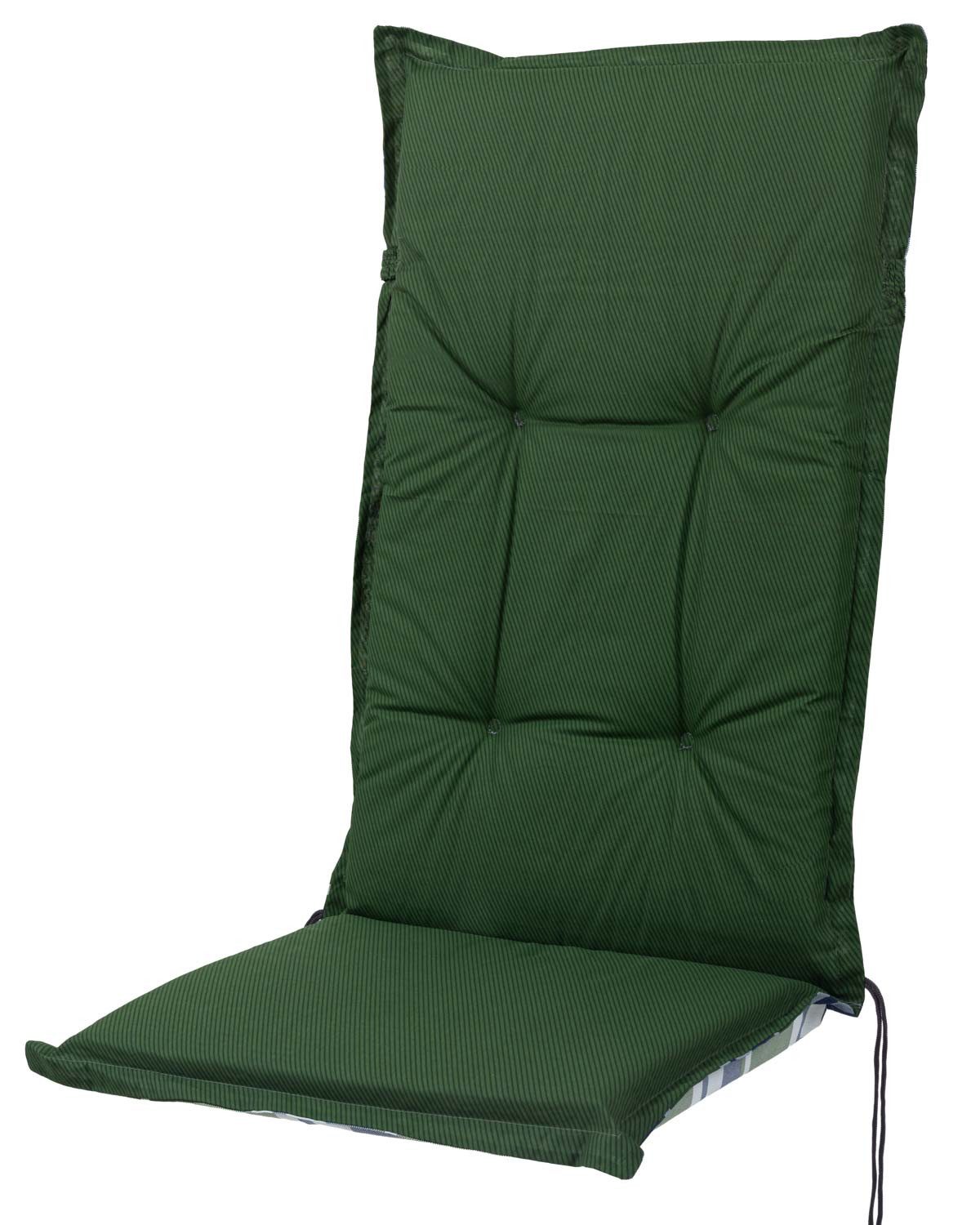 Sun Garden Hochlehnerauflage Hochlehner Naxos 90761-202 grün-weiß kariert 120x48x5,5 cm Sun Garden, (1 St), Halteband verstellbar mit Bindebändern