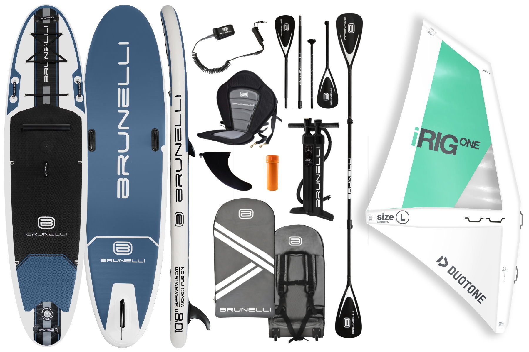 Brunelli SUP-Board BRUNELLI 10.8 Windsurf iSUP Board aufblasbar Stand Up Paddle iRIG L