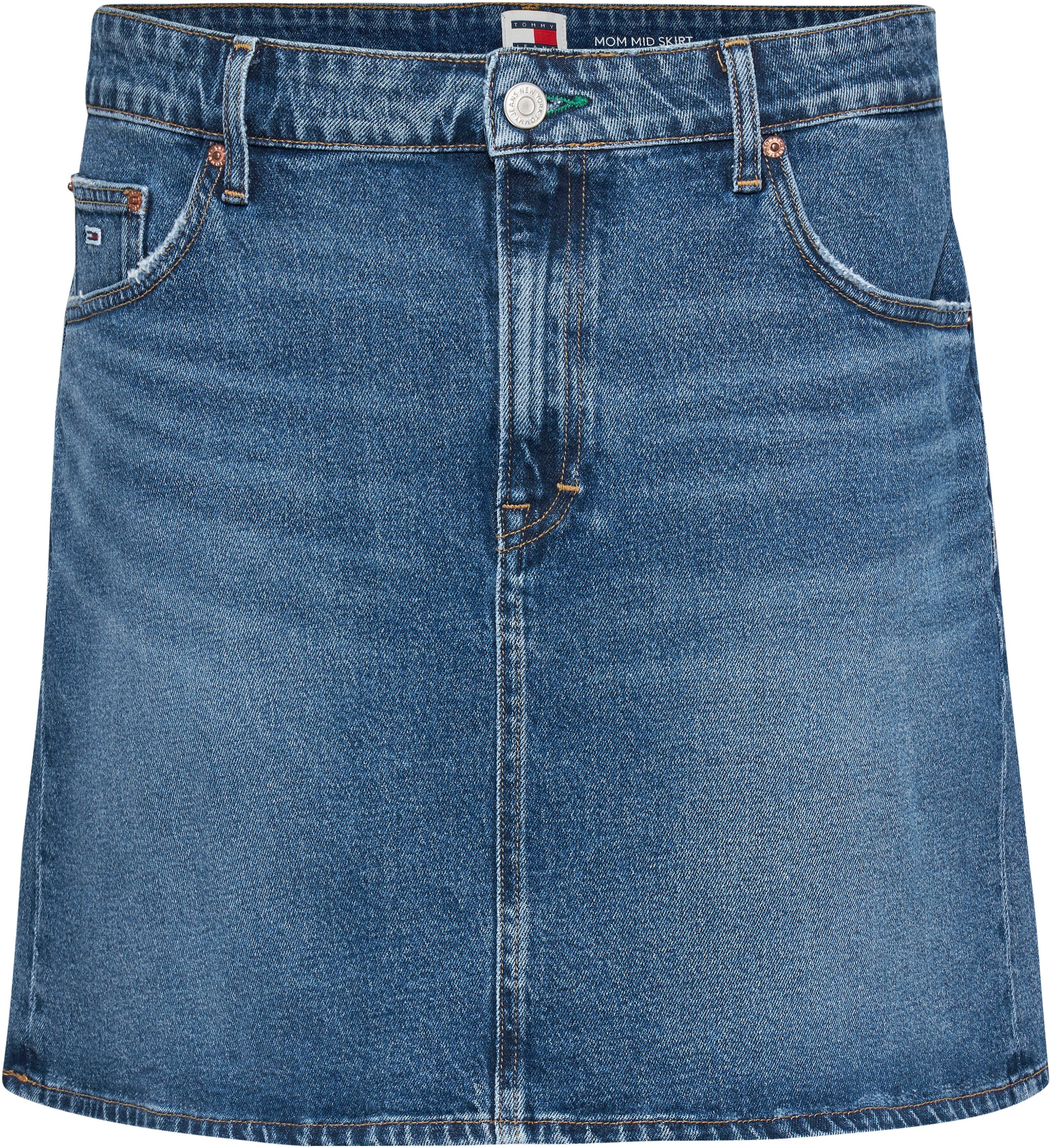 CRV Jeans Tommy UH MOM AH6158 Logostickerei Curve mit SKIRT Jeansrock