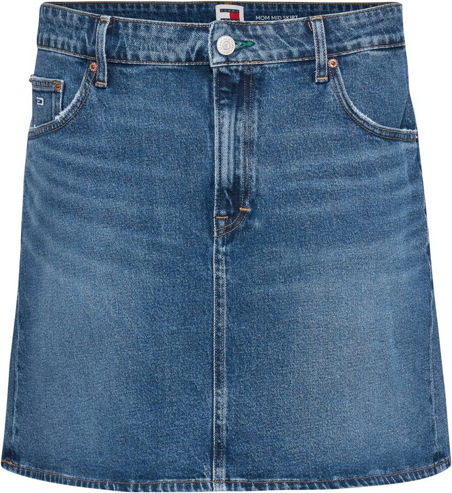 Tommy Jeans Curve Jeansrock CRV MOM UH SKIRT AH6158 mit Logostickerei