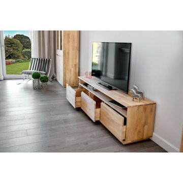 Mayaadi Home Lowboard TV-Schrank Abaro Wildeiche Bianco geölt RTV Regal Lowboard Massivholz
