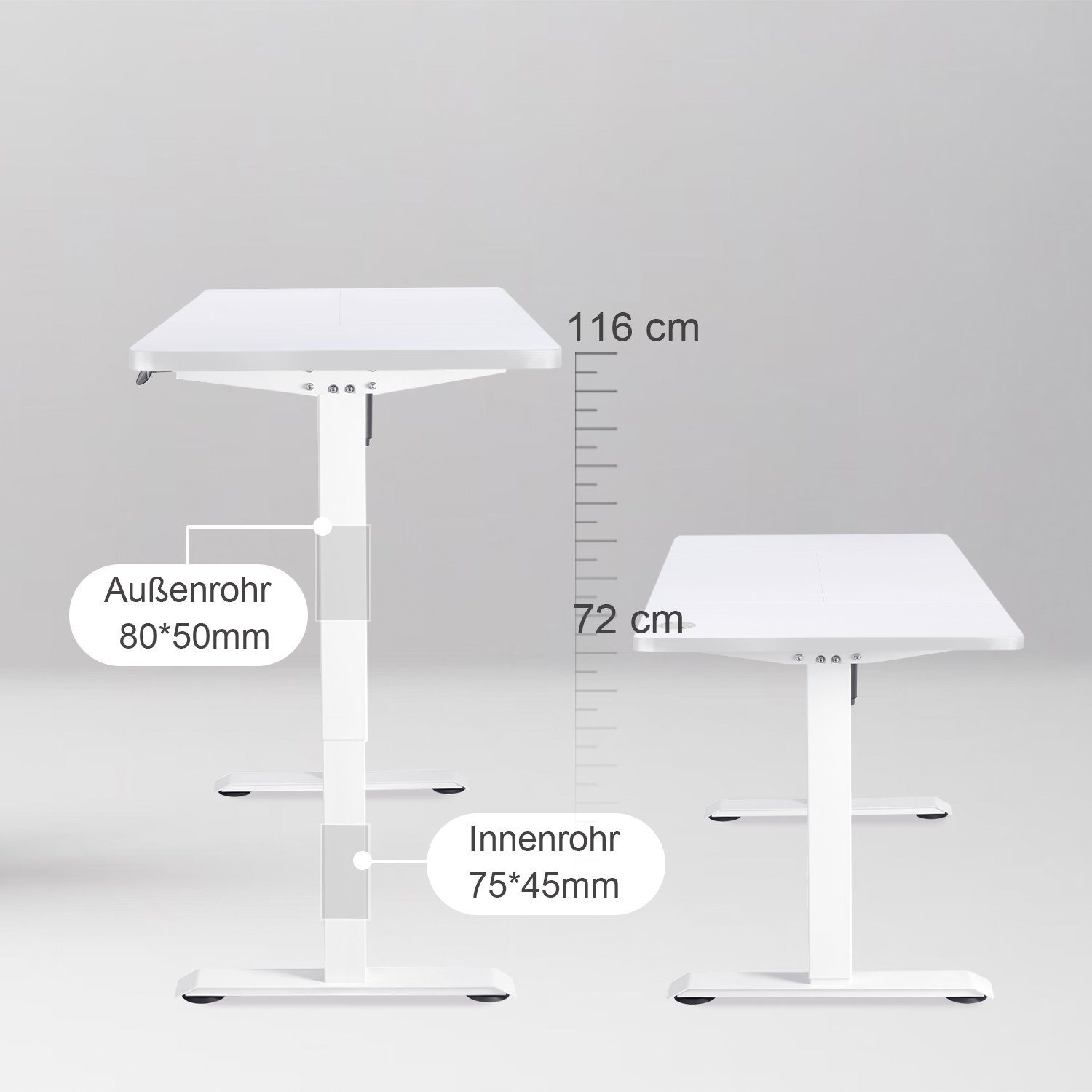 Höhenverstellbarer Schreibtisch Schreibtisch Elektrisch 120x60 HOMALL Weiß