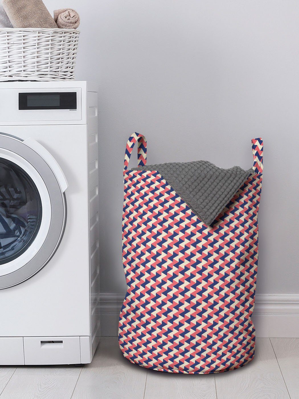 Abakuhaus Wäschesäckchen Wäschekorb Griffen für Geometrisch Kordelzugverschluss mit Mosaik-Raster Waschsalons