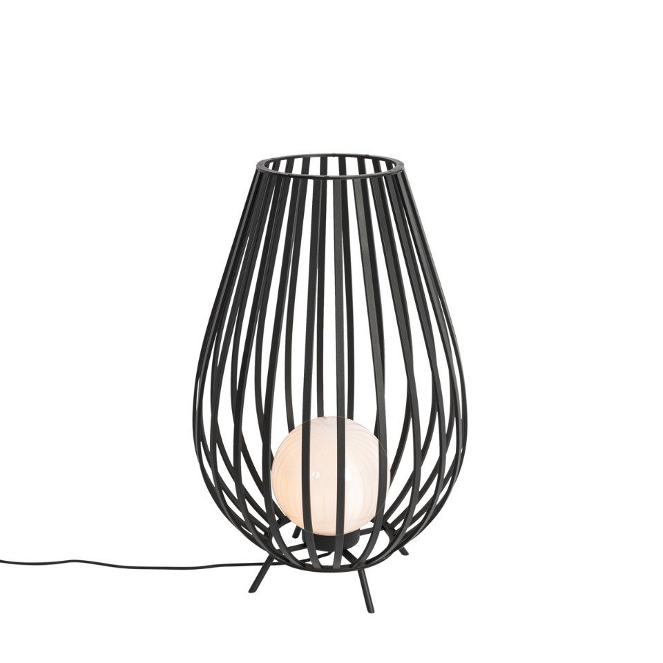 Qazqa Außen-Stehlampe Angela, Smarte Leuchte, ohne Leuchtmittel, Warmweiß, QAZQA Außen Boden­leuchte, e27, Schwarz, Stahl, Design