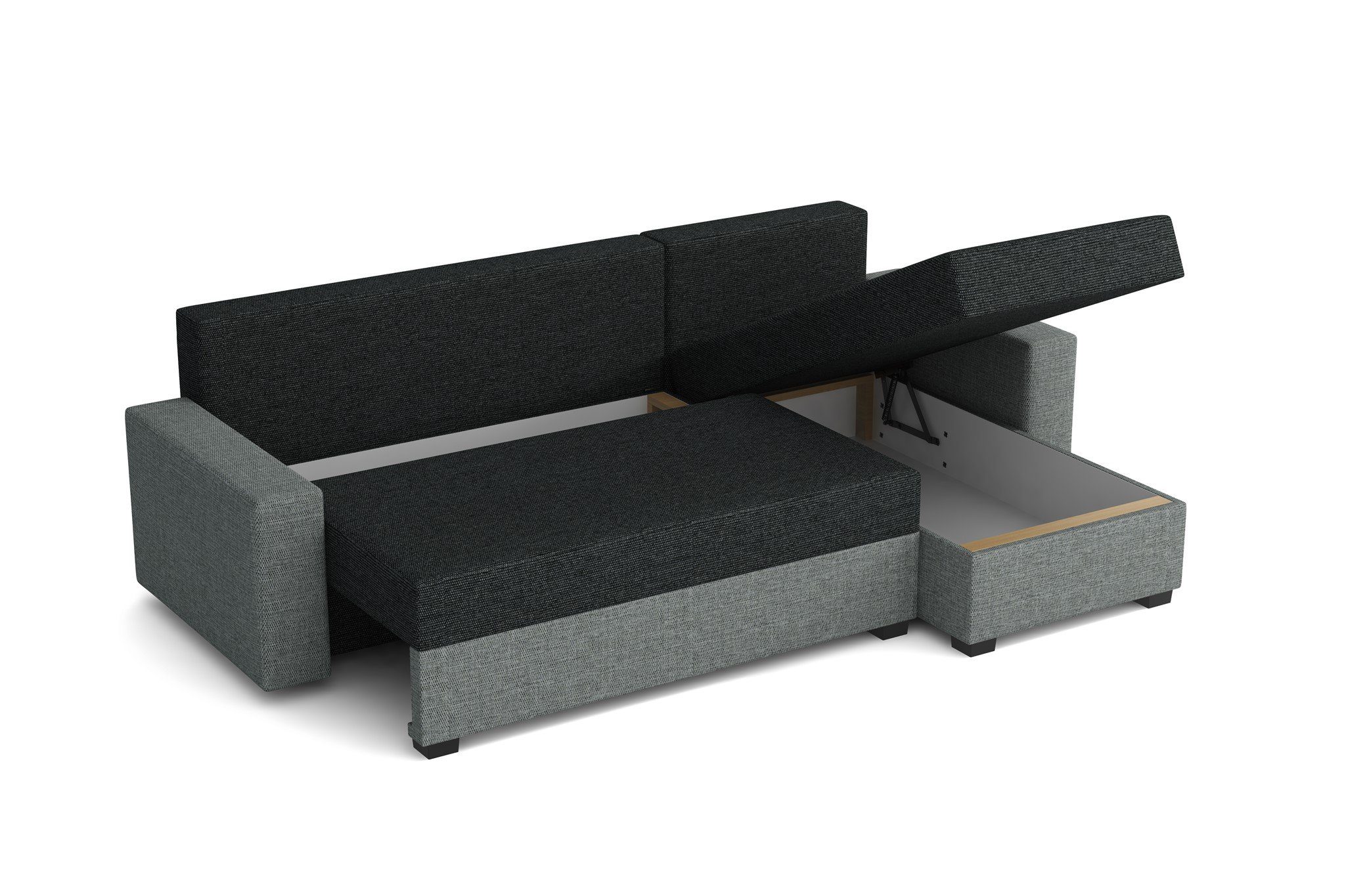 Fun Möbel Ecksofa Sofa HEDVIG LUX Ottomane Rechts oder Links mit Schlaffunktion, Schlafsofa mit Ottomane Links oder Rechts inkl. 3 Rückenkissen, Rundumbezug