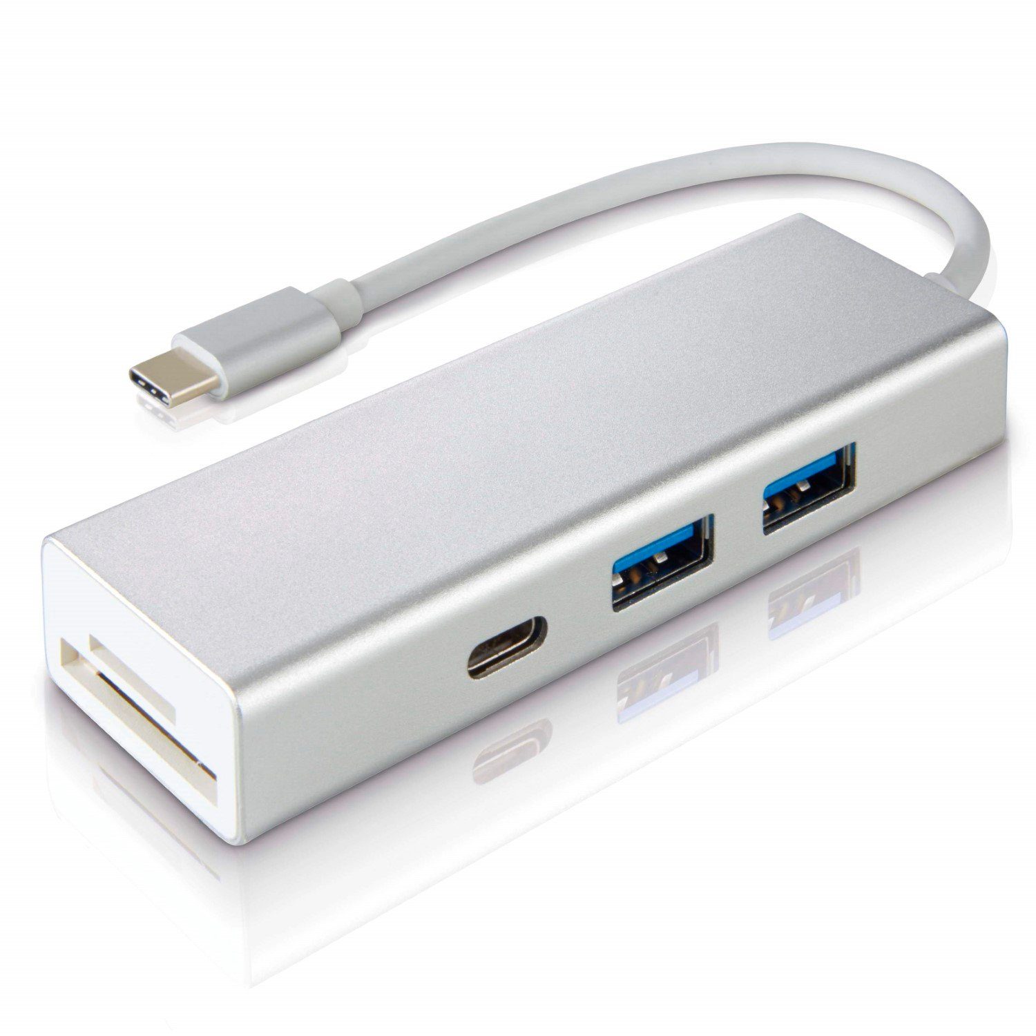 Hama USB-Verteiler USB-C USB-Hub 1:3 Kartenleser USB Adapter, SuperSpeed USB Type-C 3.1, Card-Reader für SD / MicroSD USB-Verteiler