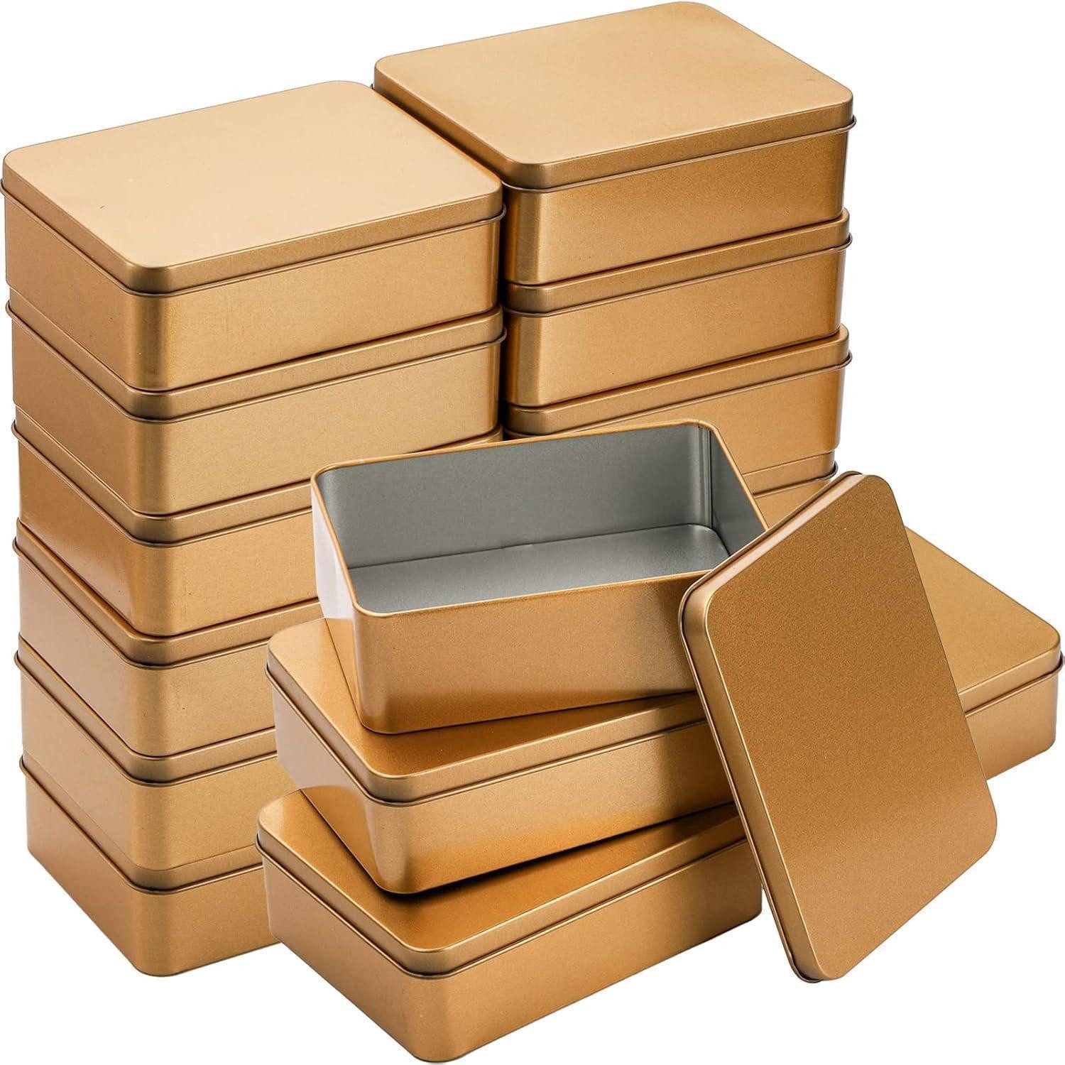LuxusKollektion Aufbewahrungsdose 16er Set Rechteckige Blechdosen Rostfrei Gold 12x9x4cm (16 St)