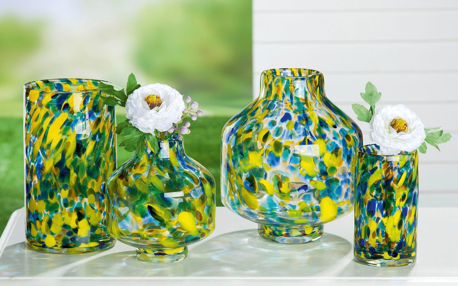 Glas, dekorative Splash, Tischvase cm Vase Blumenvase St), aus Zylindervase GILDE Höhe (1 21 ca.