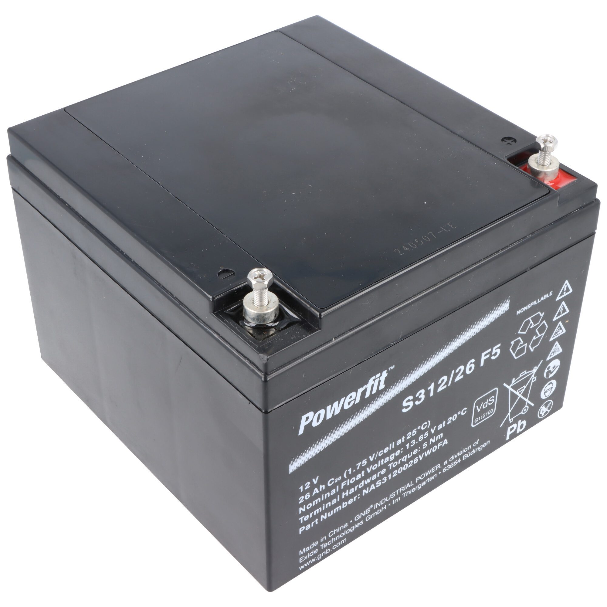 Exide Exide Powerfit S312/26 F5 Blei Akku, 12V, 26000mAh, 312Wh Akku 26000 mAh (12,0 V)