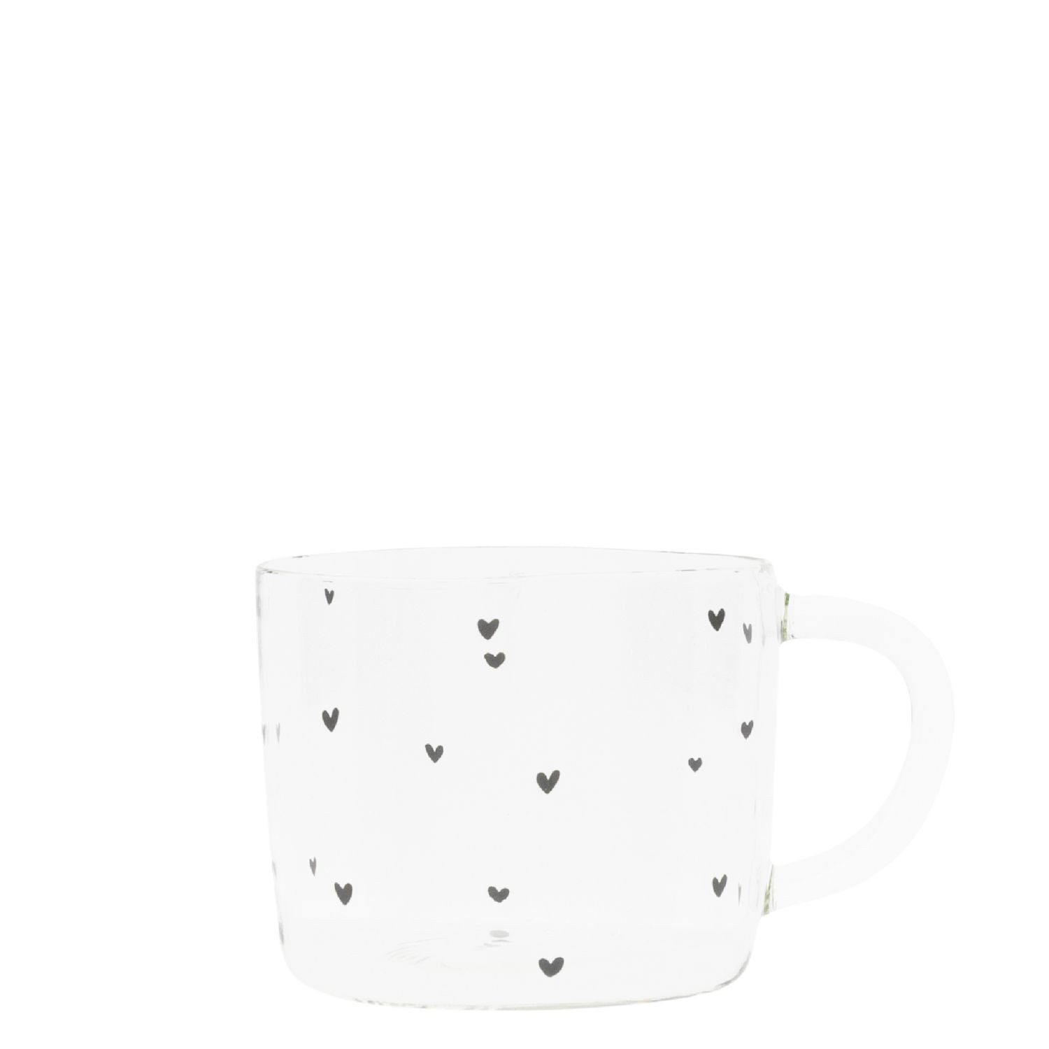Bastion Collections Tasse schwarzes Herz, Glas, Höhe: 8cm, Farbe: Transparent, Motiv: Herzen