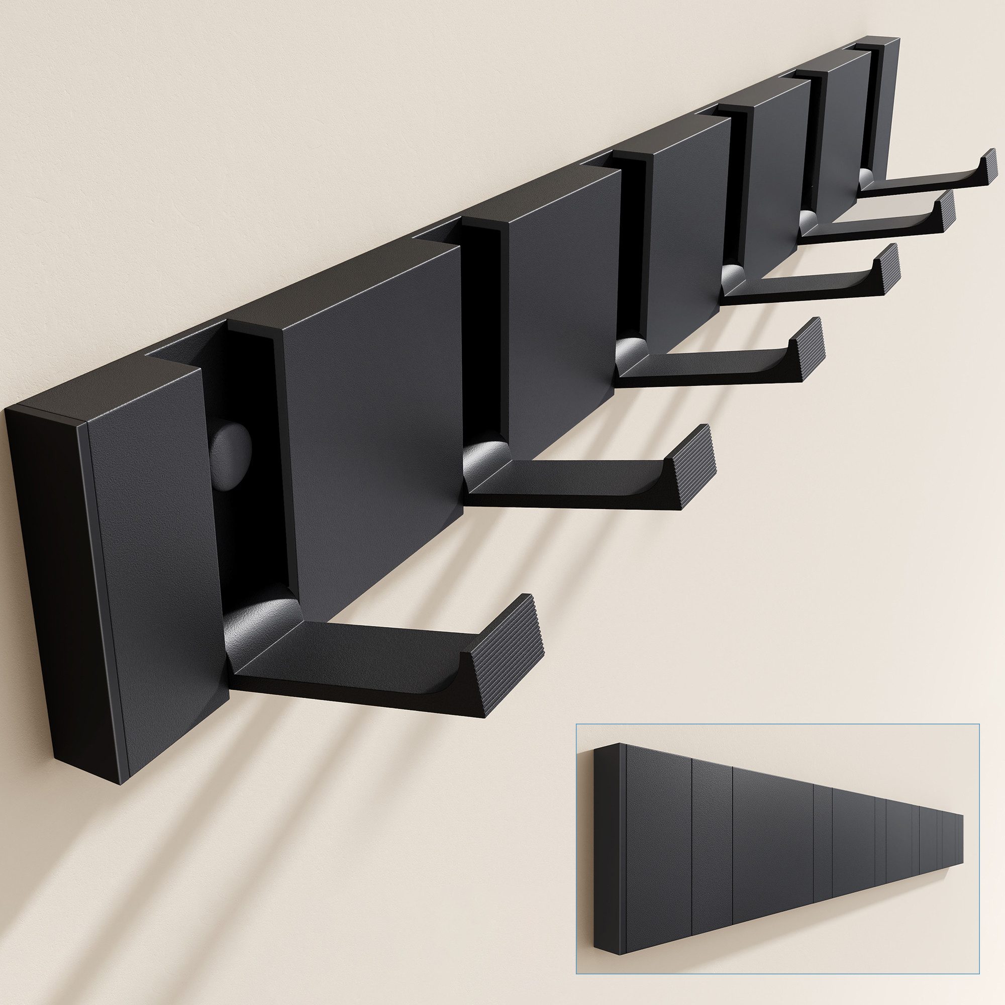 doporro Garderobenleiste Wandgarderobe Garderobenhaken aus Alu mit 4/6 Haken Kleben/Bohren, 4/6 faltbare Haken