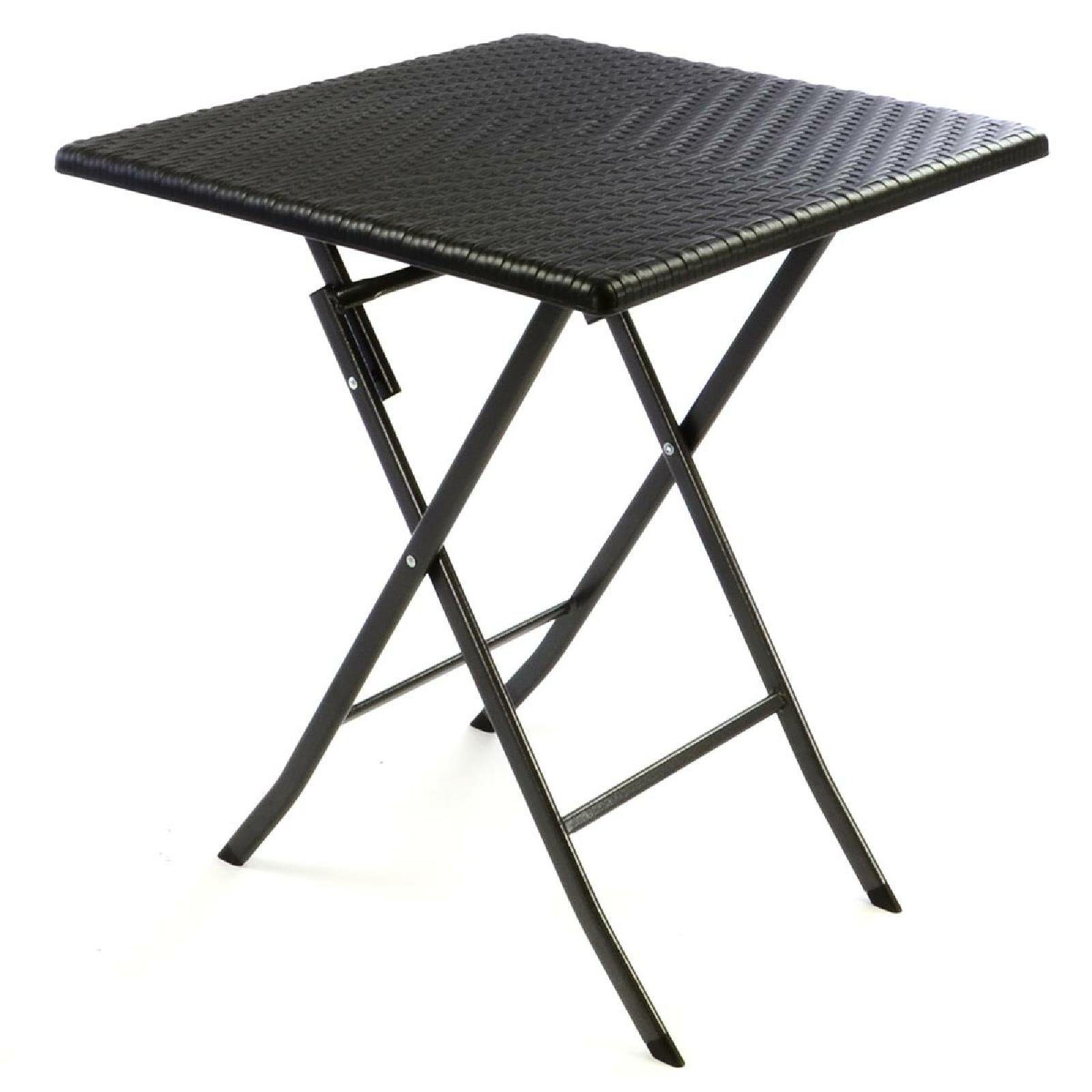 VCM Gartentisch Balkontisch Rattan H. 75 x B. 61 x T. 61 cm, Klapptisch, Rattanoptik