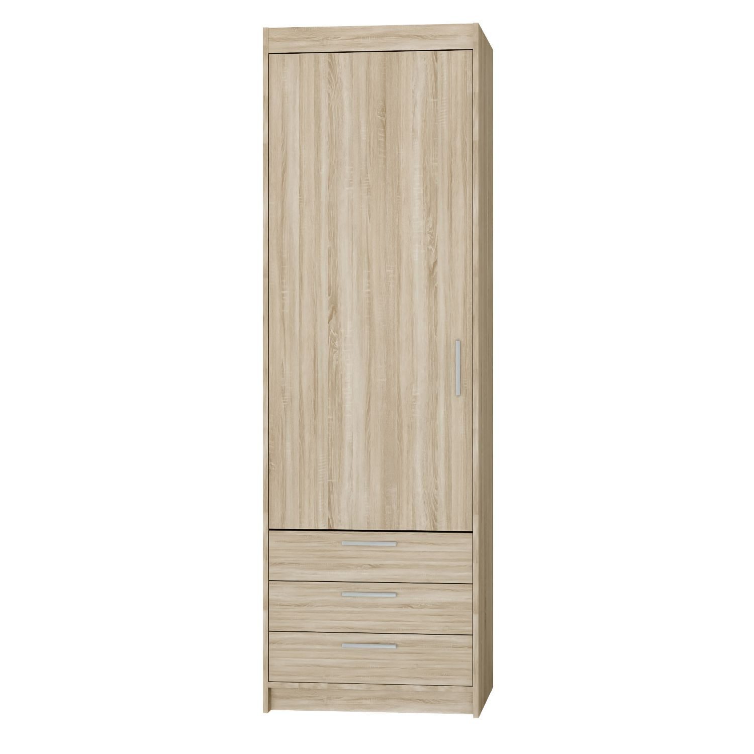 Masseno Drehtürenschrank ELENORA 59,9 cm Kleiderschrank 1 Türen und 1 Schubladen Eiche Sonoma