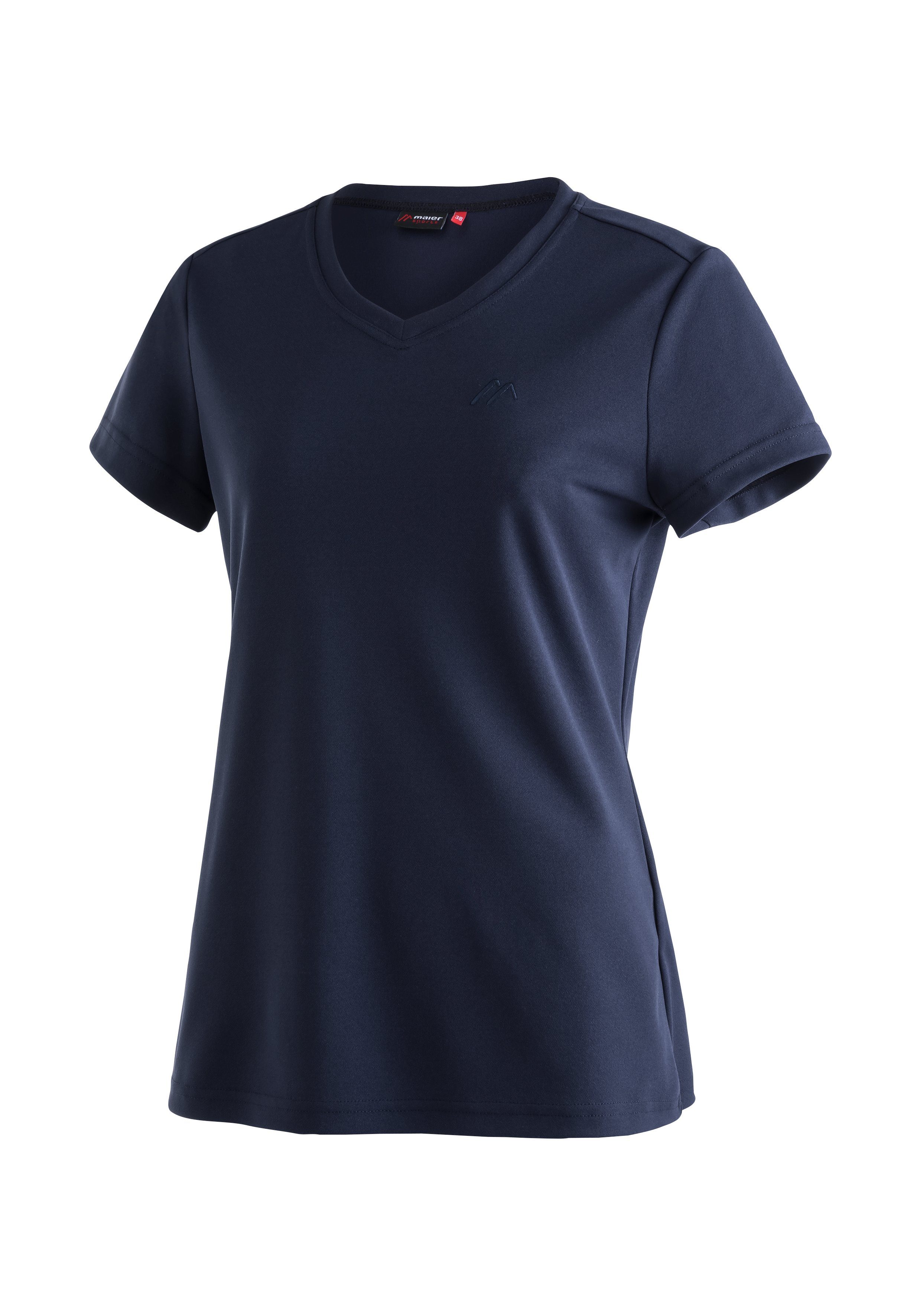 Maier Sports Funktionsshirt Trudy Damen Kurzarmshirt für Freizeit Wandern und dunkelblau T-Shirt