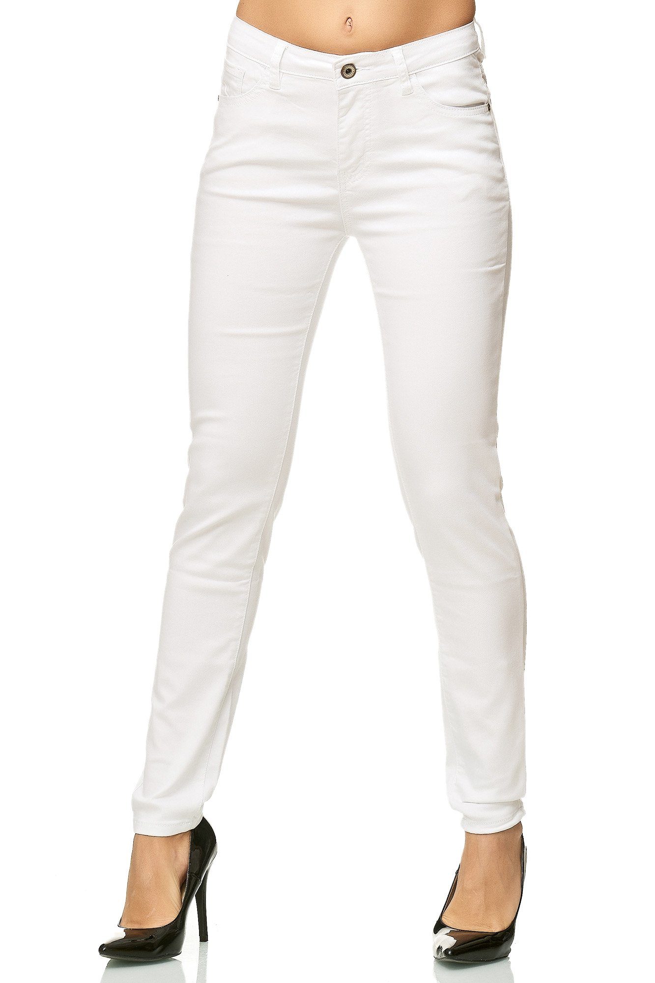 Elara Skinny-fit-Jeans Elara Damen Stretch Hose Skinny Jeans Elastisch (1-tlg) Weiß