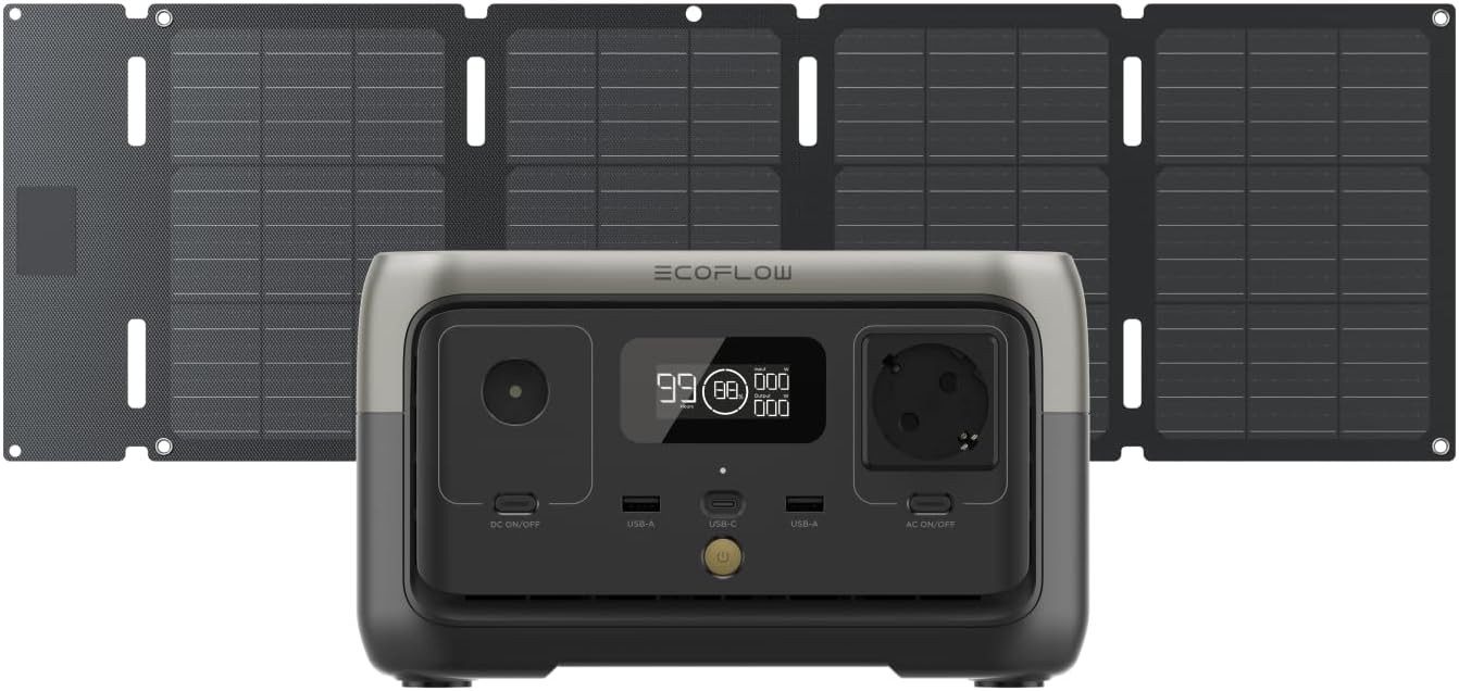 Ecoflow EF ECOFLOW Powerstation RIVER 2, 256Wh Solargenerator, 600W Leistung Powerstation EcoFlow River 2 ECOFLOW RIVER 2 Tragbare Powerstation, 256 Wh LFP Batterie, bis zu 600 W Leistung, Schnellladung in 1 Stunde Solargenerator 80000 mAh, X-Boost Funktion (bis zu 600 W), X-Stream Schnellladung