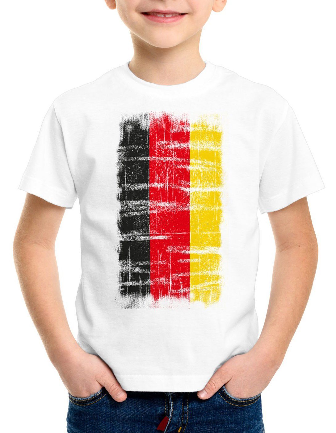 style3 Print-Shirt Kinder T-Shirt Deutschland Vintage Flagge EM WM Olympia