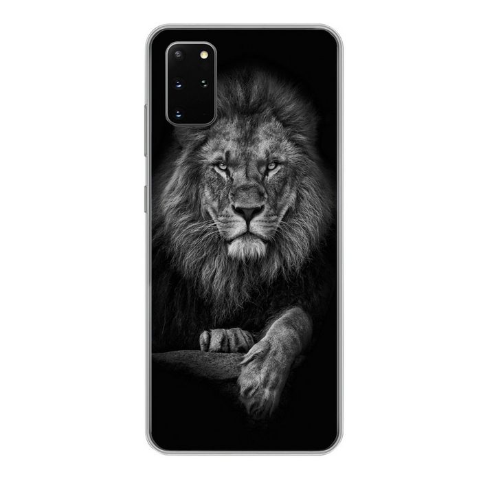 MuchoWow Handyhülle Löwe - Tiere - Schwarz - Weiß Phone Case Handyhülle Samsung Galaxy S20 Plus Silikon Schutzhülle