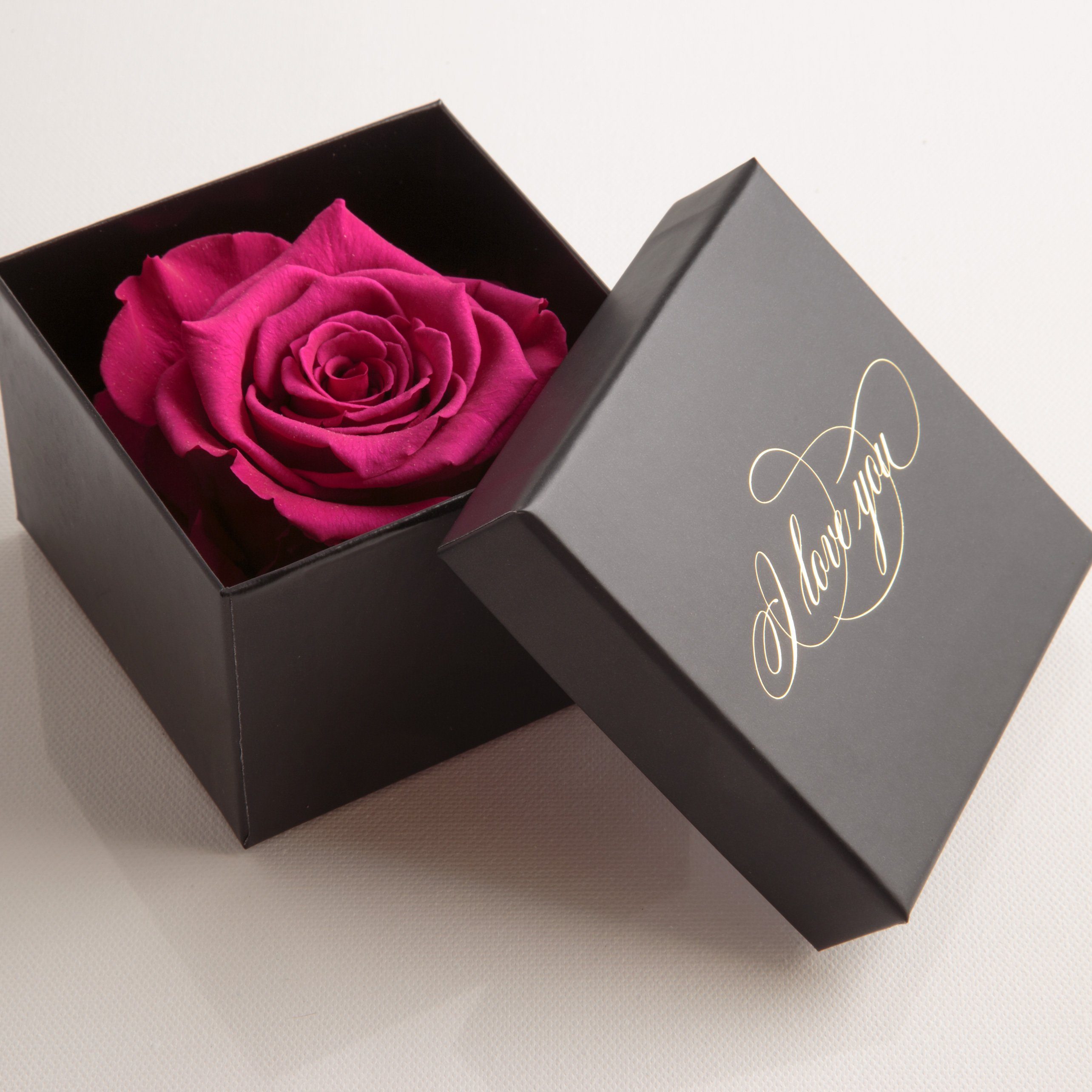 Kunstblume Infinity Rose Box I Love You Geschenk Idee Liebesbeweis Rose, ROSEMARIE SCHULZ Heidelberg, Höhe 6 cm, Echte Rose konserviert, Made in Germany