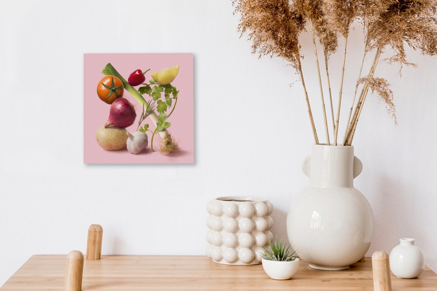 - St), Bilder Leinwand Wohnzimmer - (1 OneMillionCanvasses® Gemüse für Schlafzimmer Rosa, Lebensmittel Leinwandbild