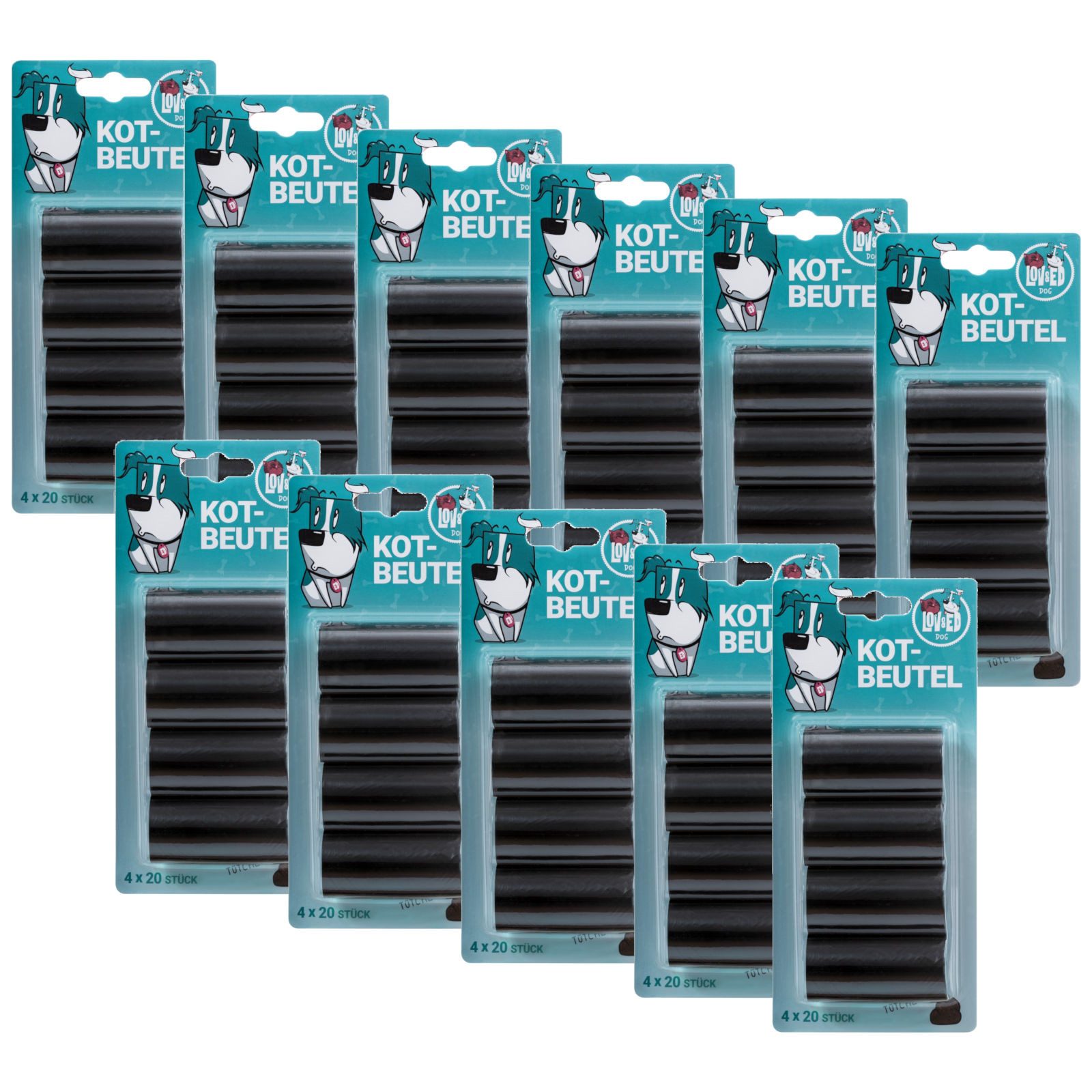 Lov&Ed Hundekotbeutel Hunde-Kotbeutel, 4x20 Stück, schwarz, 11 Packungen