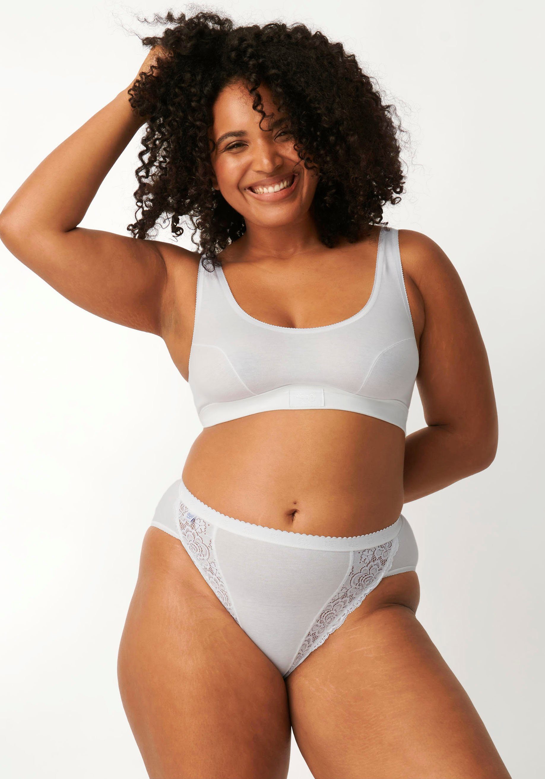 sloggi Tai-Slip Chic (4er Pack) hoher Beinausschnitt, feminin, Spitzeneinsätze, weich, elastisch