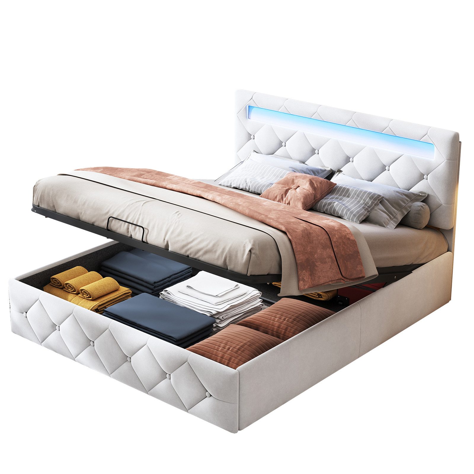 FUROKOY Polsterbett Hydraulisches Stauraumbett Doppelbett Samt, (Verstellba günstig online kaufen