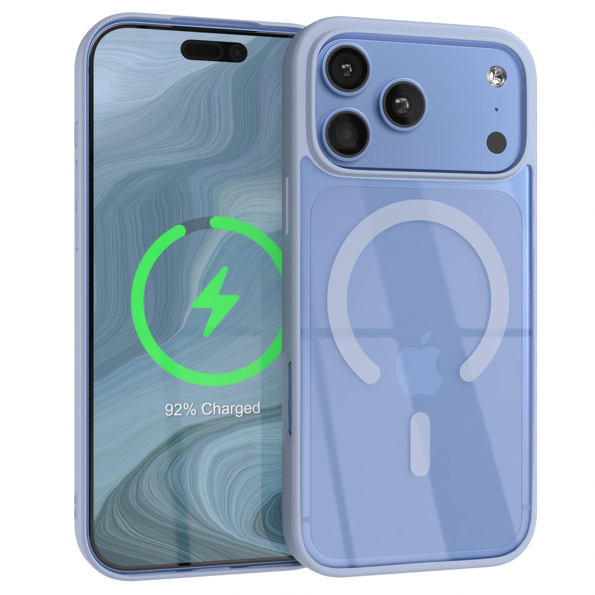 EAZY CASE Handyhülle Transparente Hülle mit MagSafe iPhone 18 Pro Max 6,9 Zoll, Softcase, Schutzhülle mit Displayschutz, stoßfest, kratzfest, Hellblau
