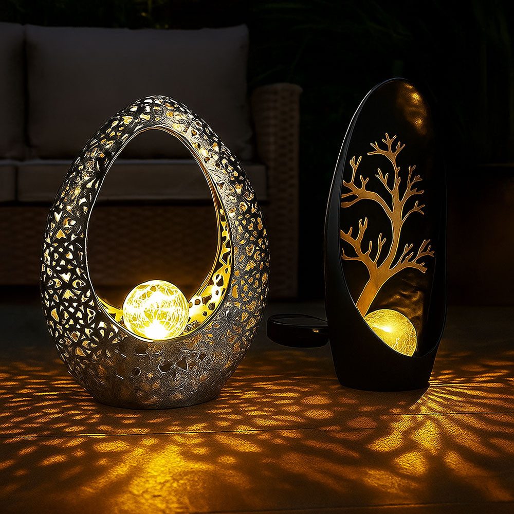 GLOBO LIGHTING LED Solarleuchte, LED-Leuchtmittel fest verbaut, Warmweiß, Gartendeko Orientalische Solarlampen für Außen Outdoor Balkon 2er Set