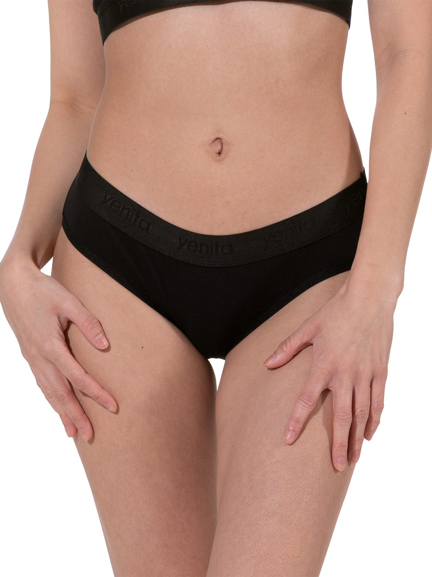Yenita® Bikinislip Damen Slips mit elastischem Logobund (3-St) in angenehmer Baumwoll-Stretchqualität