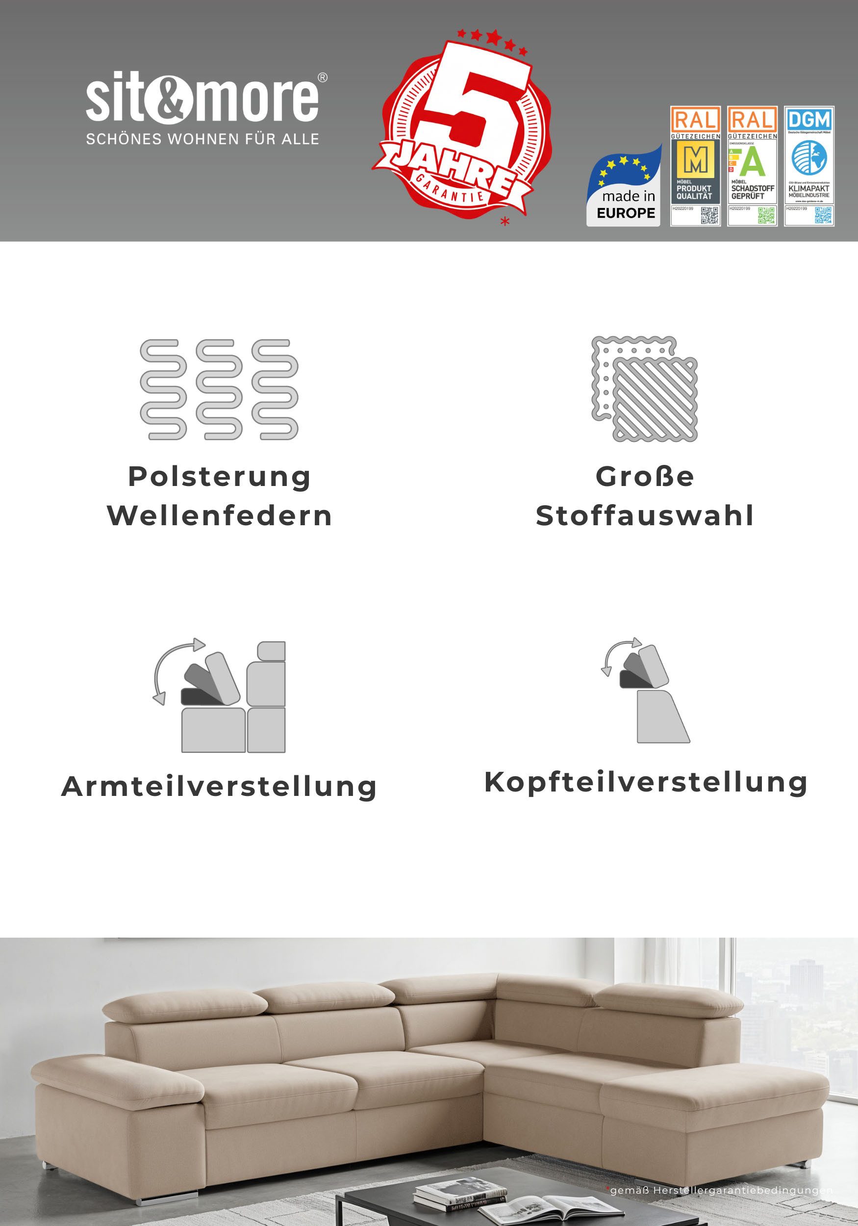 sit&more Polsterhocker Valantine, B: 101 cm, individuell zu kombinieren