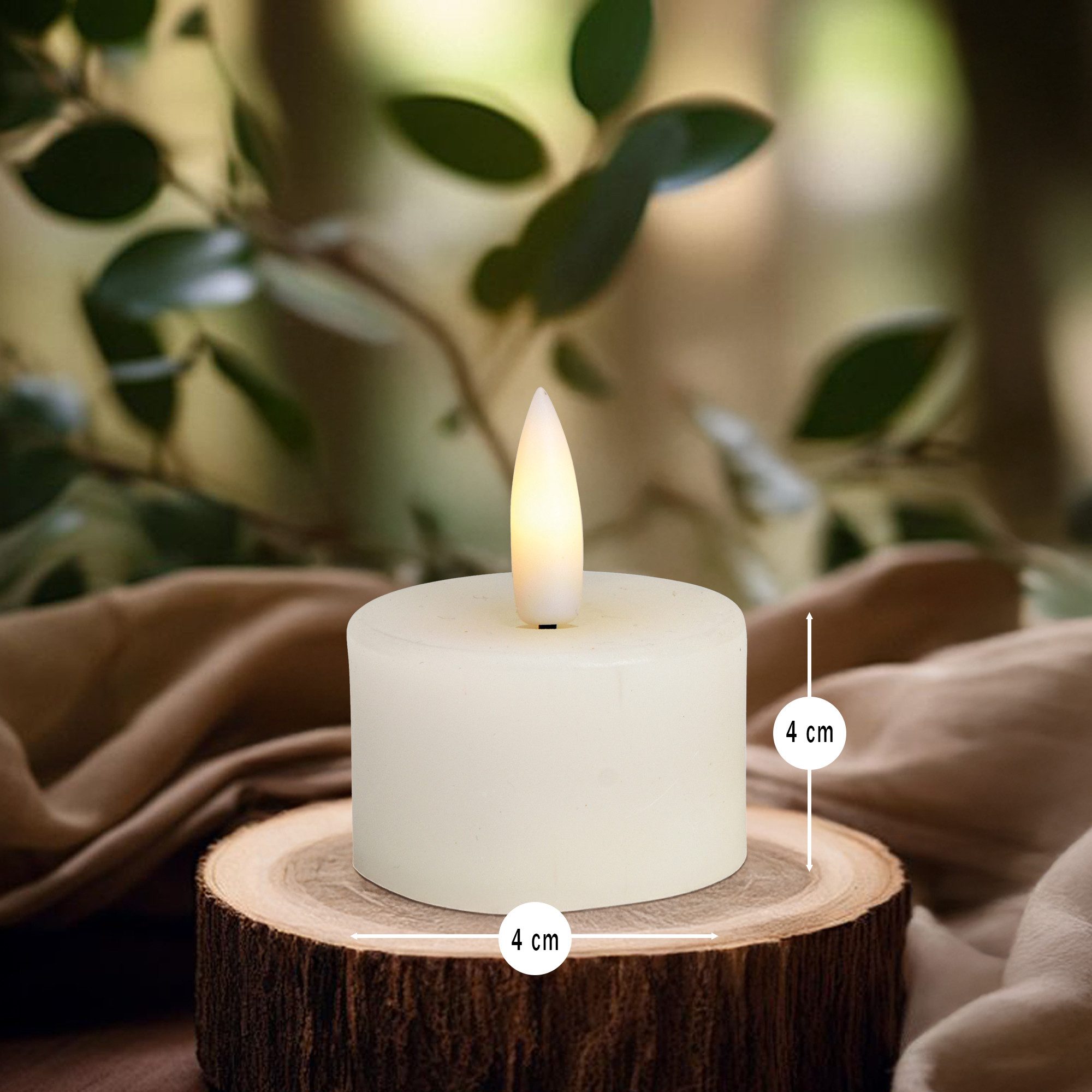 matches21 HOME & HOBBY Tafelkerze LED Teelichter 4er Set Wachs, Flamme flac günstig online kaufen